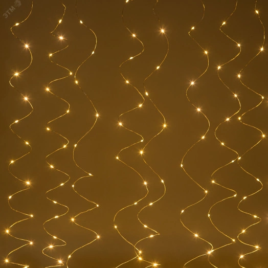 Гирлянда Занавес с пультом, теплый белый, 300 LED, 3*3 м, с пультом, USB, 220 V, IP20 ЕGNIG - ZW ЭРА