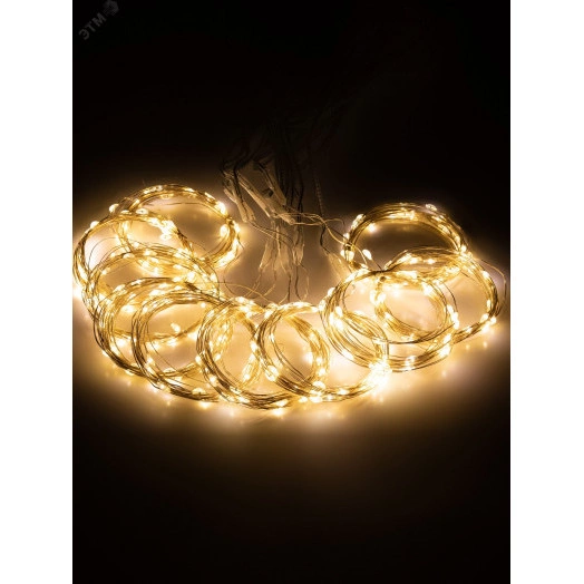 Гирлянда Занавес с пультом, теплый белый, 300 LED, 3*3 м, с пультом, USB, 220 V, IP20 ЕGNIG - ZW ЭРА