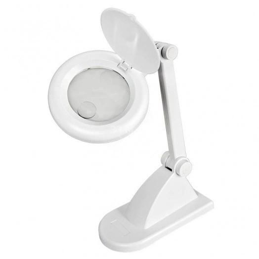 Лупа настольная 3D+12D  с подсветкой, белая