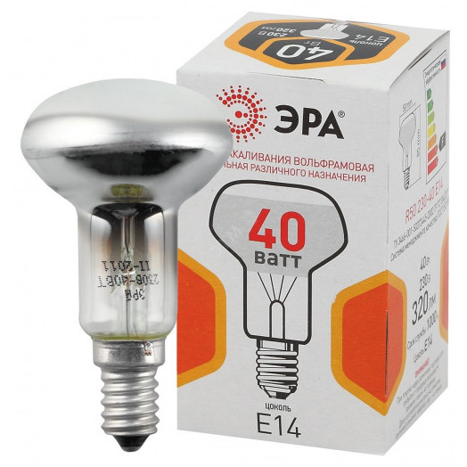 Лампа накаливания ЭРА R50 рефлектор 40Вт 230В E14 цв. упаковка