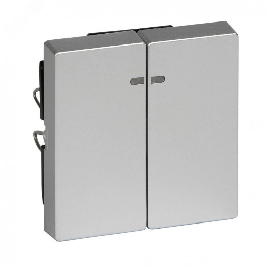 Клавиша 2шт с окошком для светоиндикатора алюминий