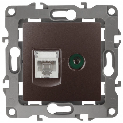 Розетка комбинированная RJ45+TV, Эра12, бронза, 12-3110-13