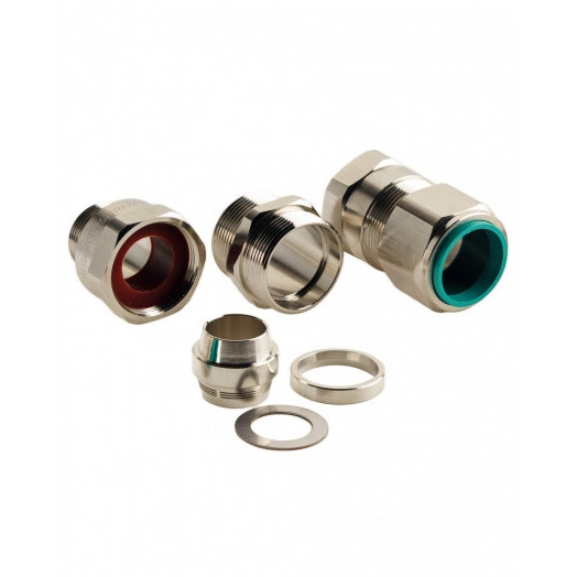 Кабельный ввод 25AK 05 взрывозащищенный М25х1,5 с уплотнением для бронированного силового кабеля d вн. 11,1-19,9 мм, d нар.18,2-26,2 мм, М25x1,5 6g, 1ExdIIC Gb X / 1ExeIIC Gb X, IP66/67/68 и гайкой, латунь