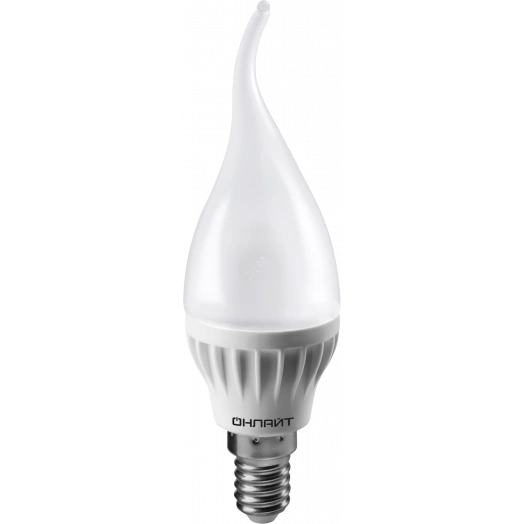 Лампа светодиодная LED 6вт Е14 дневной матовая свеча на ветру