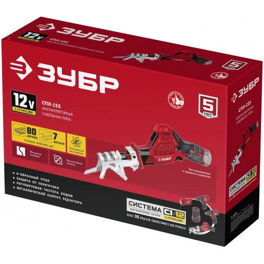 Пила сабельная 12В, без АКБ, в коробке