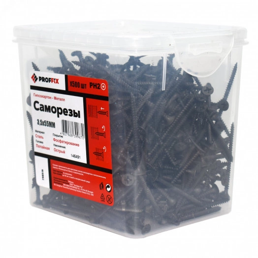 Саморез СГМ 3,5х55 усиленный  (TWN) (500 шт) - контейнер Tech-KREP PRO