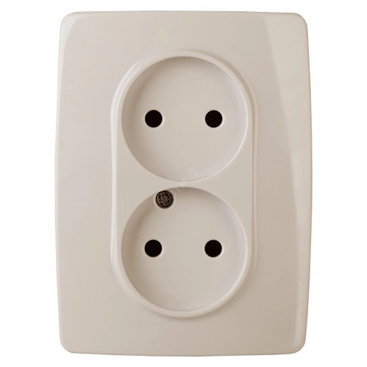 Розетка 2X2P, 16А-250В, б.л., Эра12, слоновая кость, 12-2007-02