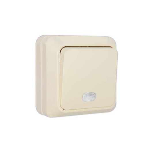 Выключатель 1-кл. ОП Олимп 10А IP20 с подсветкой сл. кость UNIVersal Б-О0121