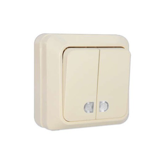 Выключатель 2-кл. ОП Олимп 10А IP20 с подсветкой сл. кость UNIVersal Б-О0123 Выключатель 2-кл. ОП Олимп 10А IP20 с подсветкой сл. кость UNIVersal Б-О0123