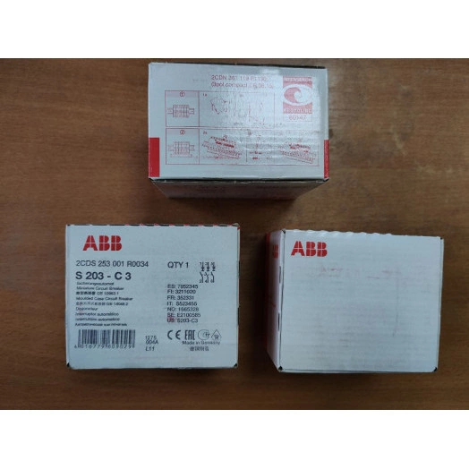 Выключатель автоматический модульный 3п C 3А 6кА S203 C3 ABB 2CDS253001R0034