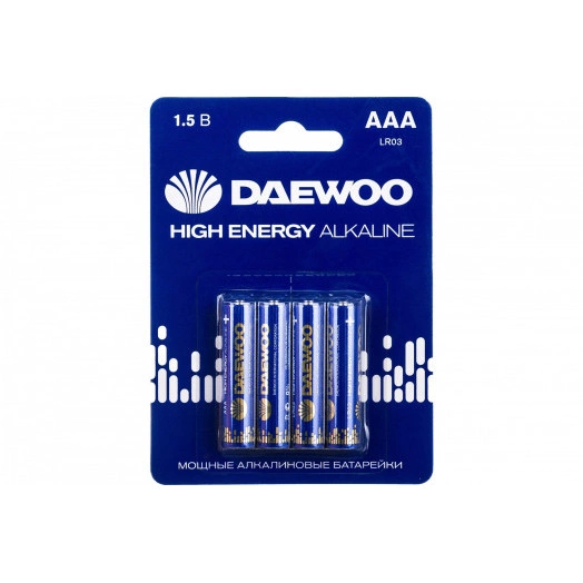 Элемент питания алкалиновый AAA/LR03 1.5В High Energy Alkaline 2021 BL-4 (уп.4шт) DAEWOO 5030381
