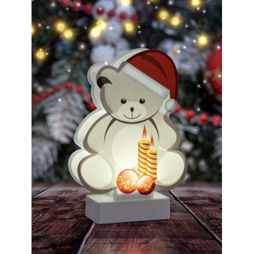Светильник декоративный новогодний "Мишка" EGNDS-07 холодн. бел. LED h=24см 3хАА IP20 Эра Б0051931
