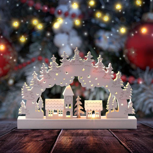 Светильник декоративный новогодний Зима 32х20см IP20 2хAA с подсветкой Эра EGNDS-02