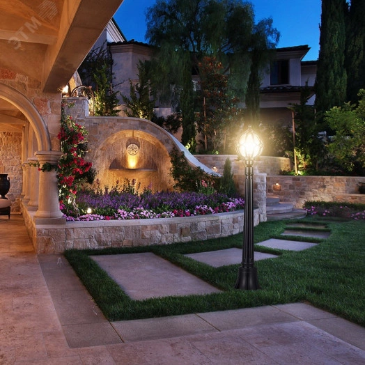 Светильник НТУ-60w столб Е27 IP44 черное золото (PL3706)