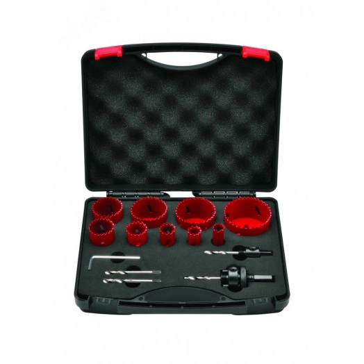 Набор коронок биметаллических, HSS-E, 12 пр., d 16.0-67.0 мм, глубина реза 40-45 мм (ZI-700171)