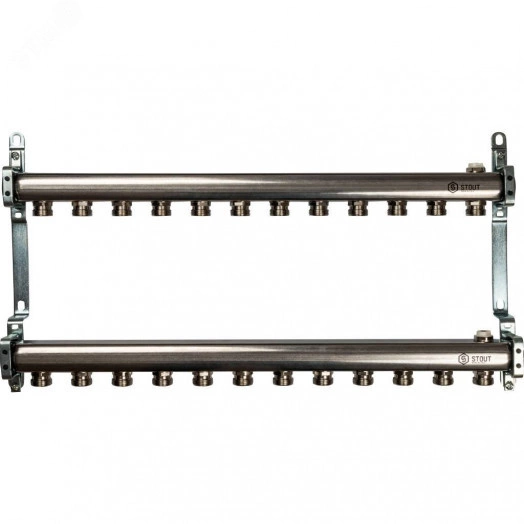 Коллектор из нержавеющей стали SMS 0923 000012 для радиаторной разводки 12 вых. (SMS 0923 000012)