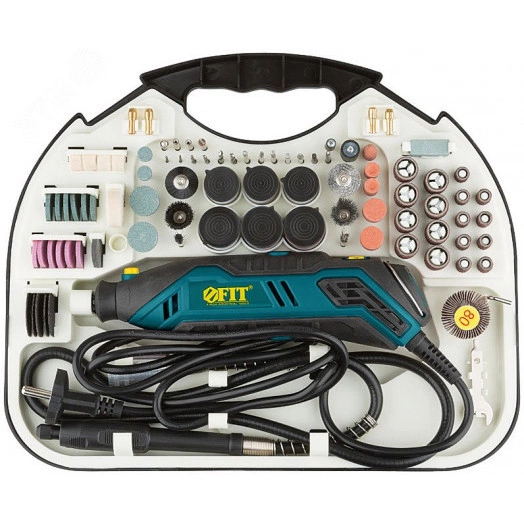 Гравировальная машина 130 Вт, 10000-35000 об/мин, 2.4/3.2 мм, БС щеток, набор насадок 210 шт, кейс (80598)