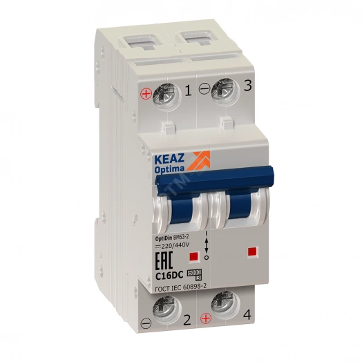 Выключатель автоматический двухполюсный 3А B 6кА DCBM63-2B3-DC-УХЛ3 (261225)