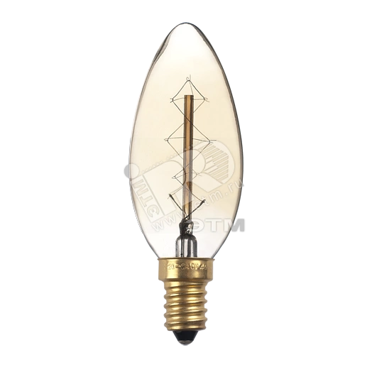 Лампа накаливания ЛОН 40Вт C35 Е14 декоративный золотой (2858290)
