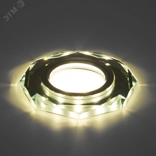 Светильник ИВО-50w G5.3 со светодиодной подсветкой 4000К многоугольник белый хром (CD8120)