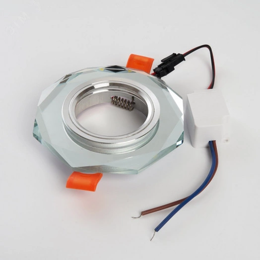 Светильник ИВО-50w G5.3 со светодиодной подсветкой 4000К многоугольник белый хром (CD8120)