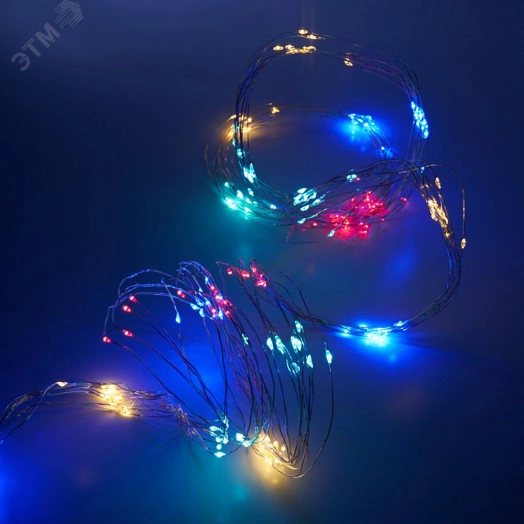 Гирлянда на елку LED мульти 10 веток 2м от батареек (CL53)