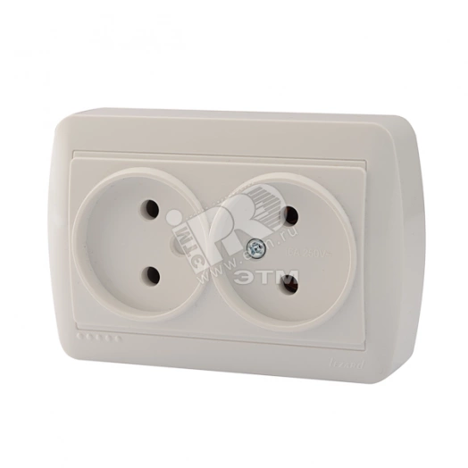 DEMET Розетка двойная без заземления закрытый корпус наружная белая (711-0200-128)