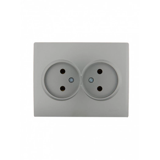 KARINA Розетка двойная б/з керамика матовое серебро (10шт/120шт) (707-4300-128)