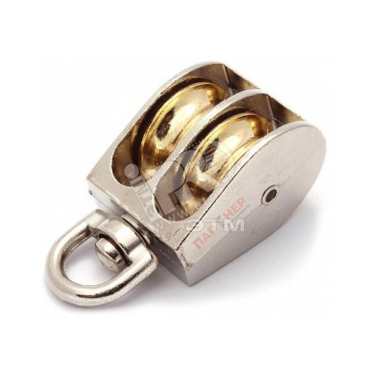 Блок для троса двойной 15мм металлический шкив (трос 5мм) оцинкованный (25230)