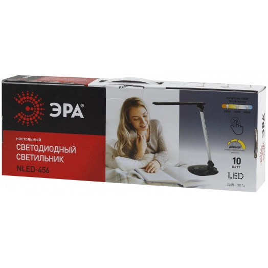NLED-456-10W-BK-S Светильники настольные ЭРА NLED-456-10W-BK-S черный с серебром наст.светильник (Б0028437)