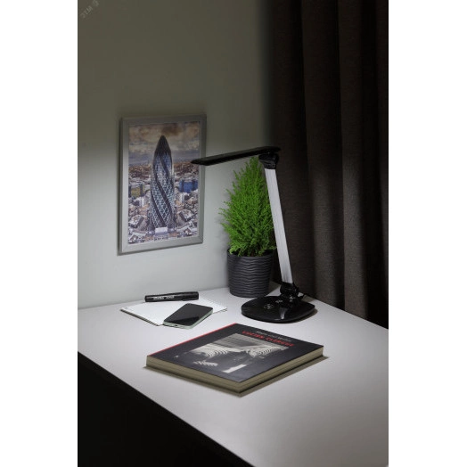 NLED-456-10W-BK-S Светильники настольные ЭРА NLED-456-10W-BK-S черный с серебром наст.светильник (Б0028437)