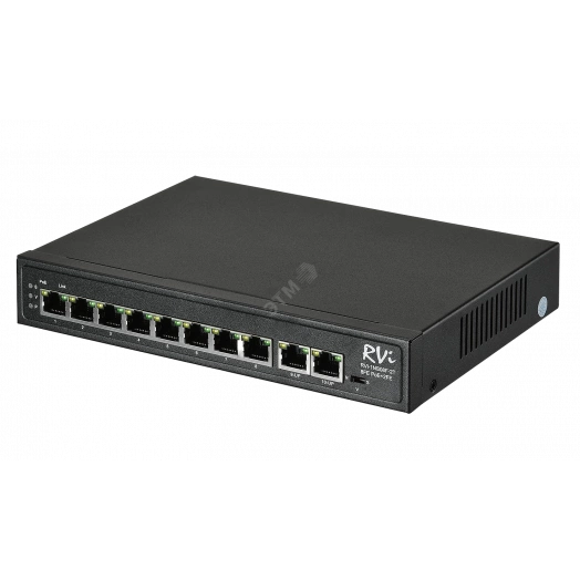 Коммутатор неуправляемый PoE 8 портов 10/100 Мб/с, 2хRJ45, 120 Вт (1NS08F-2T)