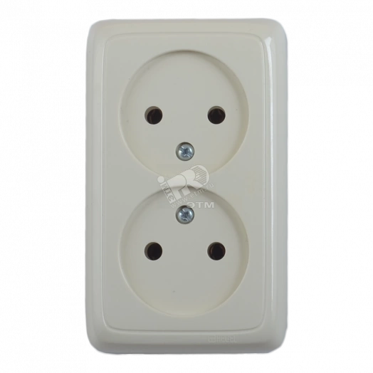 Розетка двойная наружная с изоляционной пластиной слоновая кость (РА16-143-01)