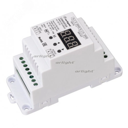 Конвертер SMART-K29-DMX512 (230V, 1x2A, TRIAC, DIN) (ARL, IP20 Пластик, 5 лет) (027131)