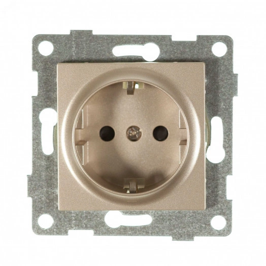 Ugra Розетка одинарная, с боковым заземляющим контактом, с защитой от проникновения, скрытая установка, 16А, 250В.  шампань (С11Р4-027)