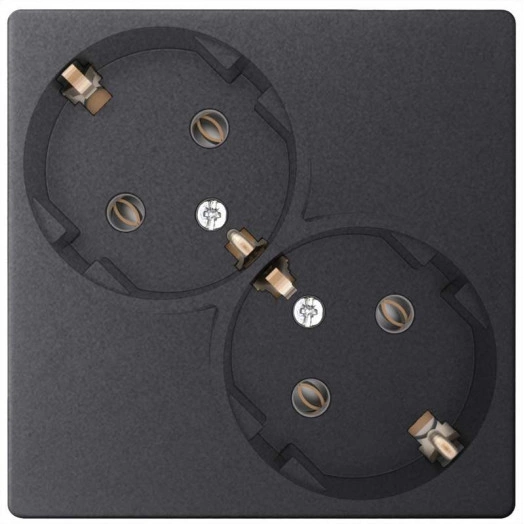 Розетка 2-м СП Simon24 16А IP20 2х2P+E Schuko без защ. шторок механизм графит Simon 2450459-038