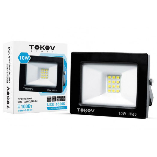 Прожектор светодиодный 10Вт 600лм 6500К IP65 черн. TOKOV LIGHT TKL-FL/LED-10-6.5K-IP65