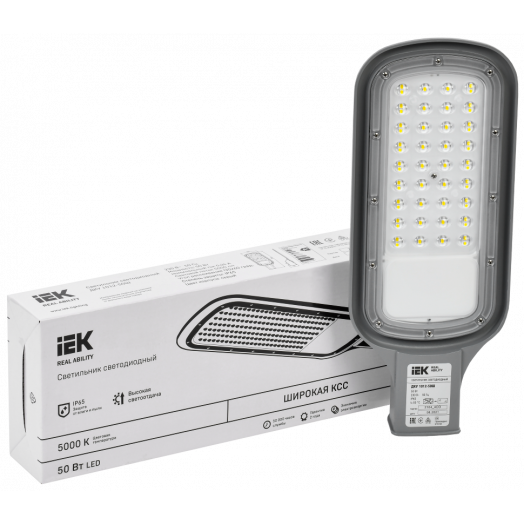 Светильник светодиодный ДКУ 1012-50Ш 5000К IP65 сер. IEK LDKU1-1012-050-5000-K03