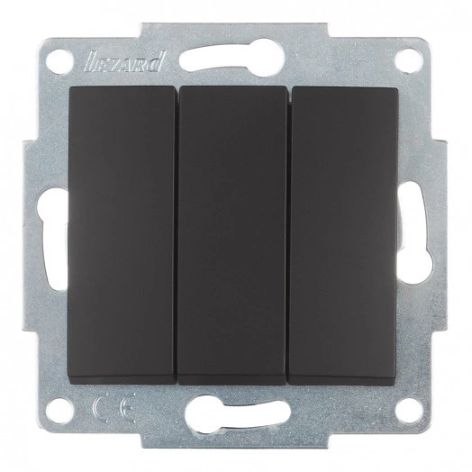 Механизм выключателя3-кл. СП VESNA черн. бархат LEZARD 742-4288-109