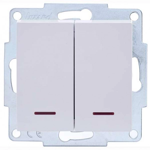 Механизм выключателя 2-кл. с индик. СП VESNA платина LEZARD 742-3588-112