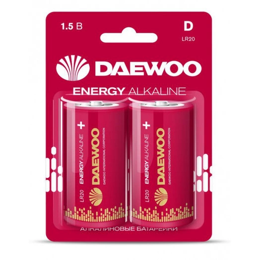 Элемент питания алкалиновый D/LR20 1.5В Energy Alkaline 2021 BL-2 (уп.2шт) DAEWOO 5030022
