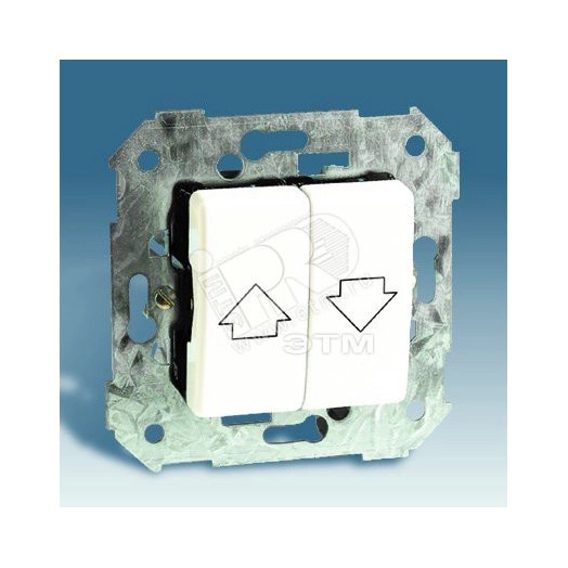 Механизм для управления жалюзи (кнопки без блокировки), 10А 250В, S27, белый