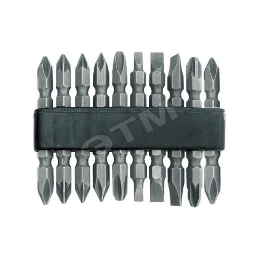 Биты набор 10 шт, CrV 50 мм, двухсторонние