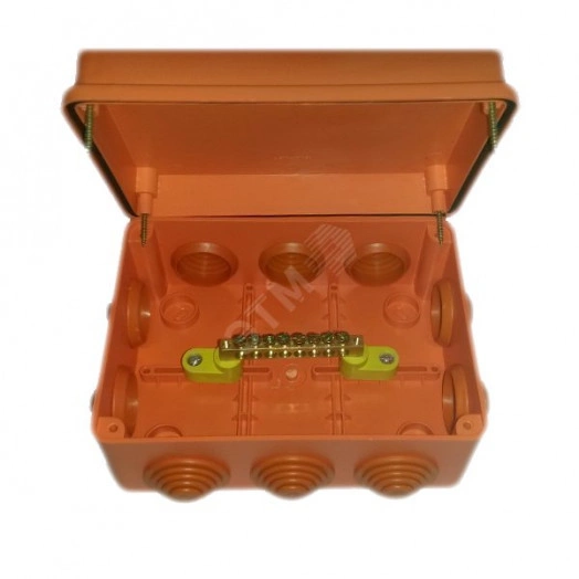 Коробка уравнивания потенциалов 150?110?70 , крышка на винтах, IP55, ОП, оранжевый, негорючая, ПВ-0