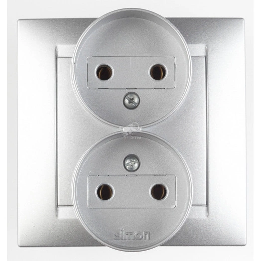 Розетка двойная 2Р, 16А, 250В, винтовой зажим, алюминий