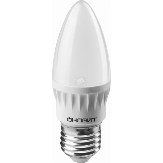 Лампа светодиодная LED 6вт E27 теплый матовая свеча ОНЛАЙТ