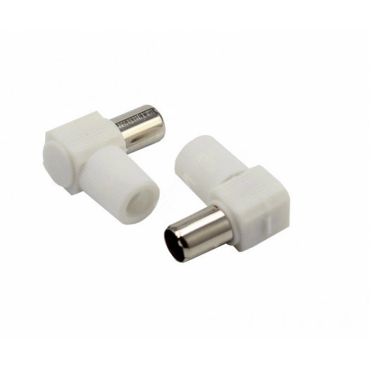 Разъем штекер TV без пайки белый угловой