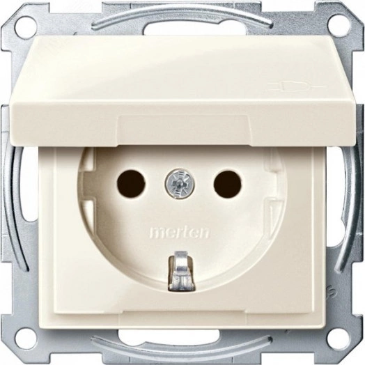 Механизм розетки Schuko с крышкой бежевый