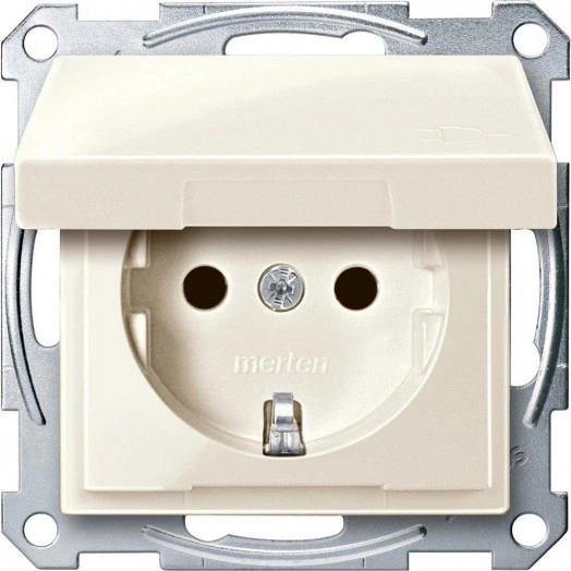 Механизм розетки Schuko с крышкой бежевый