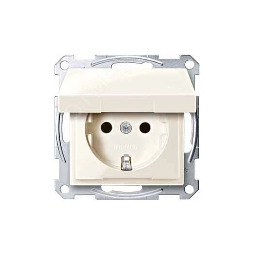 Механизм розетки Schuko с крышкой бежевый